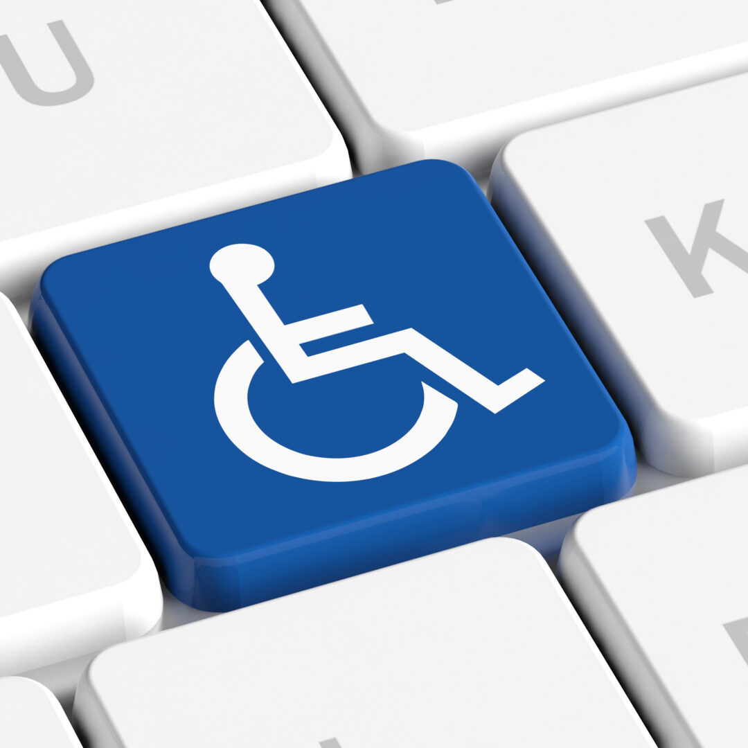 Disability,,Handicapped,Concept.,Blue,Key,Button,With,Wheelchair,Sign,On